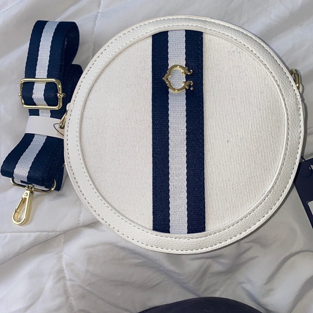 C Wonder shoulder purse cream white and navy blue new